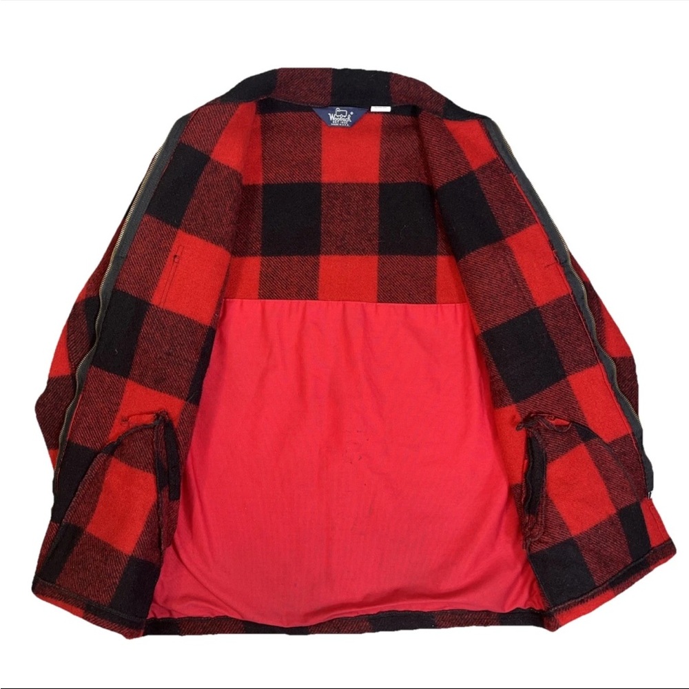 Vintage 60s Woolrich Red Buffalo Plaid Wool Jacket‎ Coat Mackinaw Medium - Picture 7 of 16